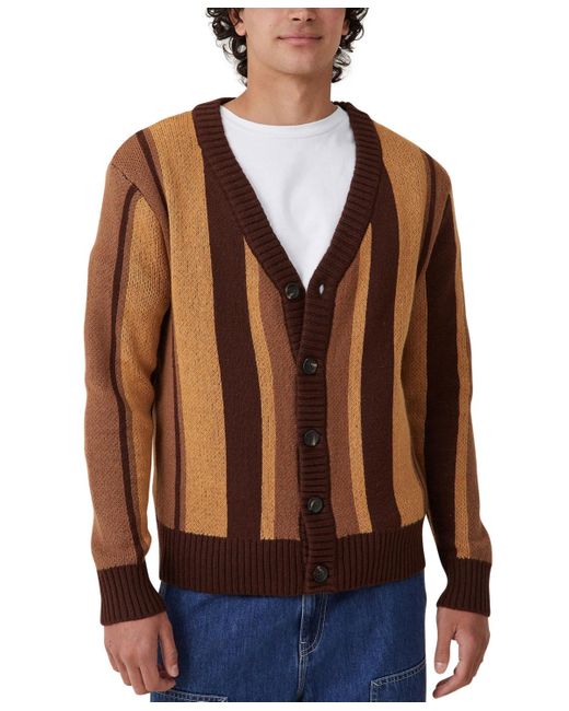 Cotton On Brown Vintage-like Knit Cardigan Sweater for men