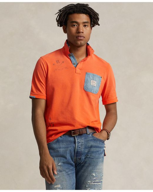 Polo Ralph Lauren Orange Classic-fit Mesh Graphic Polo Shirt for men