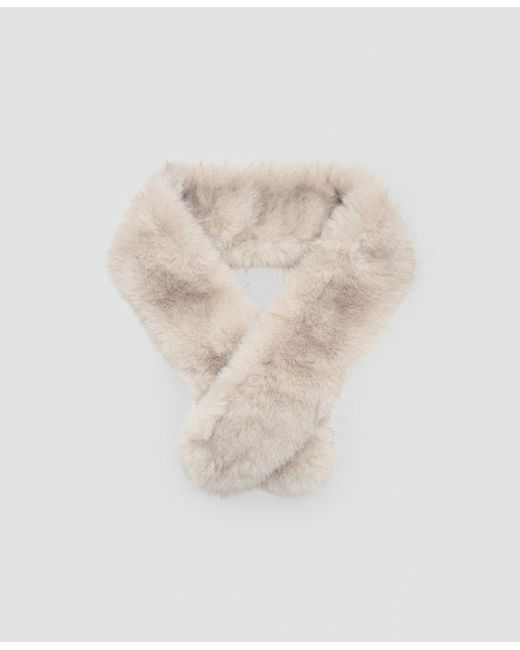 Mango White Fur-effect Scarf