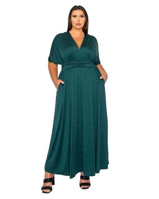 sachin and babi light blue dress L I V D Plus Size Raffi Empire Waist Pocket Maxi Dress in Green
