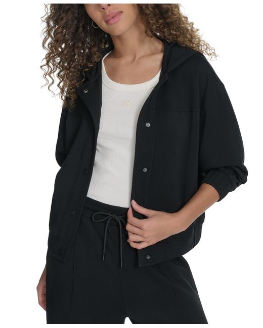 Starter Black Scuba Solid-color Snap Shacket