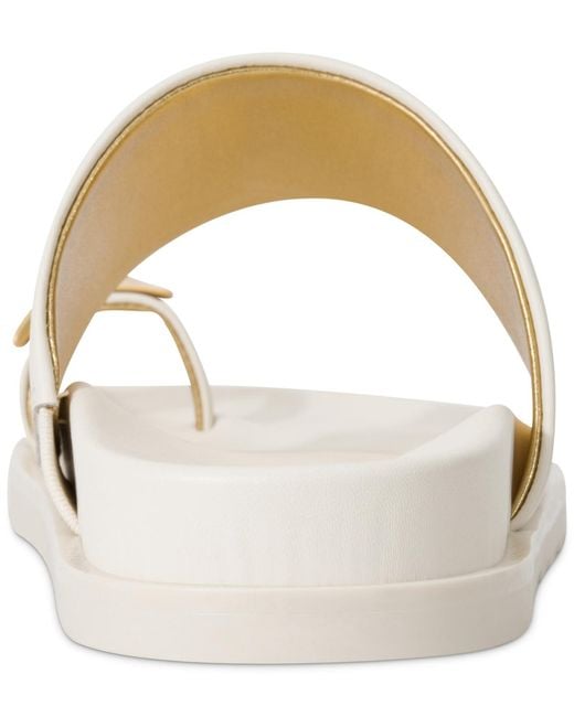 Donna Karan White Hooper Toe Ring Sandals