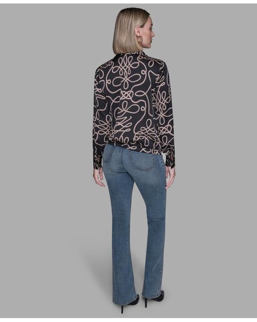 Karl Lagerfeld Multicolor Printed Crossover Blouse