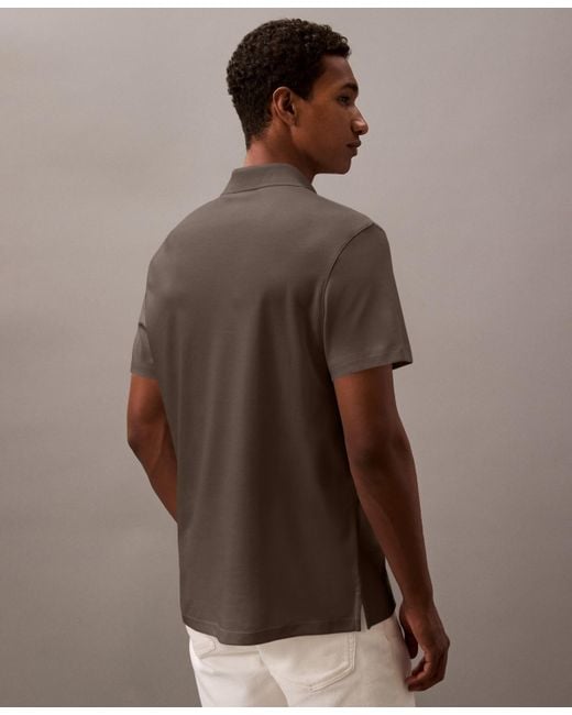 Calvin Klein Brown Short Sleeve Supima Cotton Polo Shirt for men