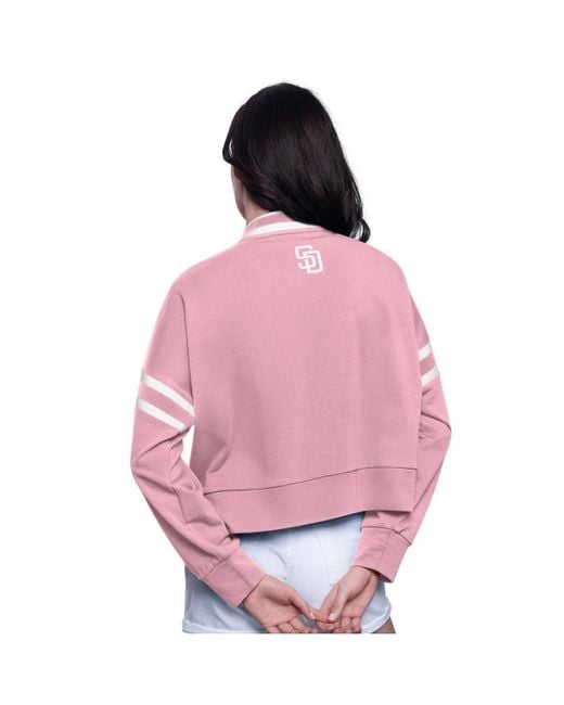 Starter Pink Wo Â San Diego Padres Power Play Cropped Pullover Sweatshirt