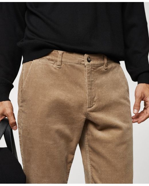 Mango Black Corduroy Slim-fit Drawstring Pants for men