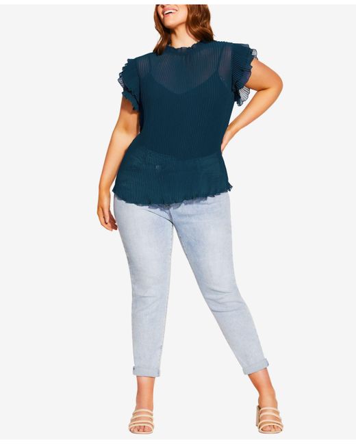 City Chic Denim Trendy Plus Size Off Beat Top in Blue Lyst
