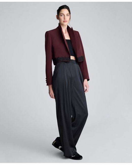 Kenneth Cole Blue Open Front Fitted Cropped Jacket