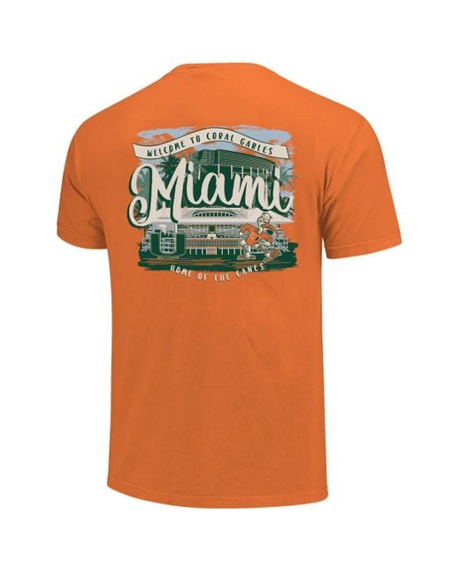 Image One Orange Miami Hurricanes Comfort Colors Campus Scene Drawing Script T-shirt