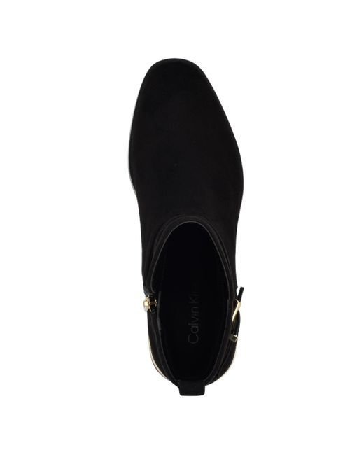 Calvin Klein Black Jasen Block Heel Almond Toe Dress Booties