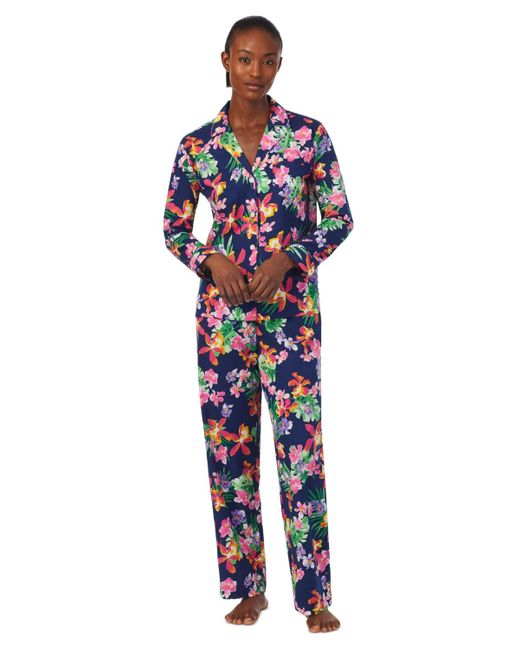 Ralph Lauren Blue Lauren Floral Notch Neck Pyjamas
