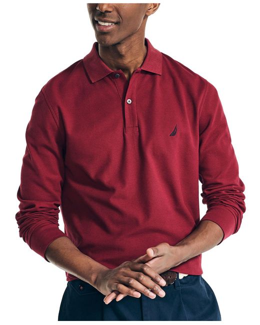 Nautica Classicfit Longsleeve Polo Shirt in Red for Men Lyst