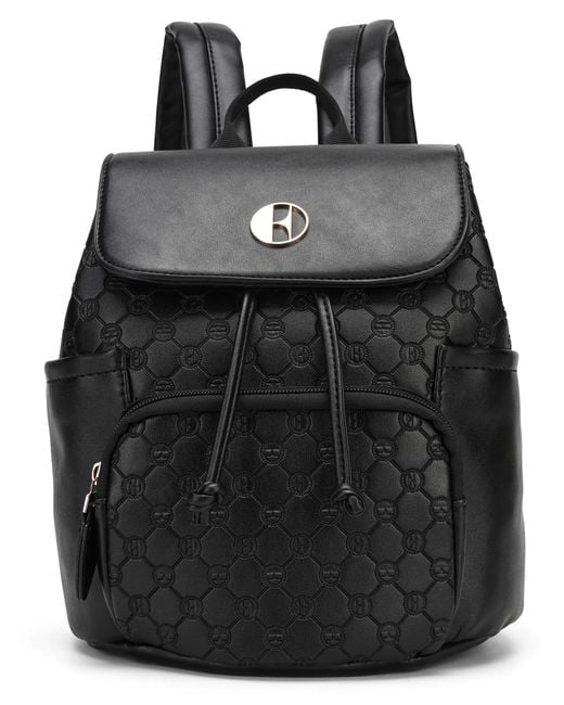 Elle Black Compass 11" Monogram Mini Backpack