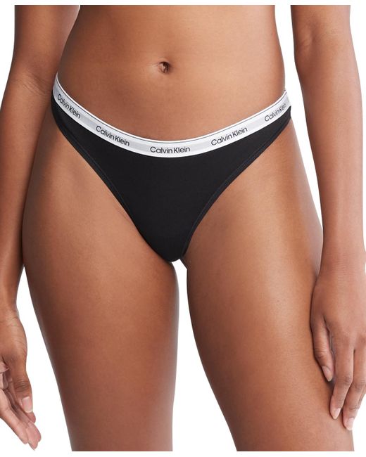 Calvin Klein Black Modern Logo Low-rise Thong Underwear Qd5043