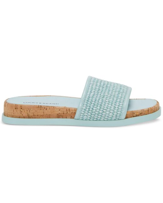 Lucky Brand Blue Dylina Cork Platform Slide Sandals