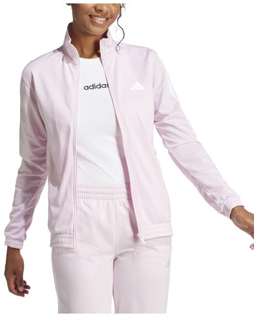 Adidas Pink Tricot 3-stripes Track Jacket