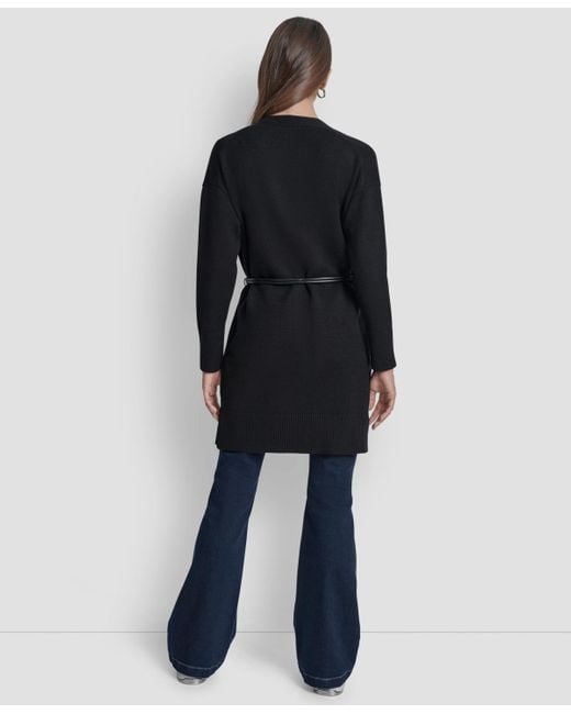 DKNY Blue Petite Long Sleeves Cardigan