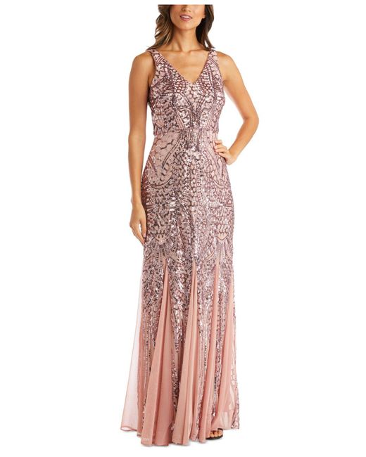 Nightway Synthetic Sequined Mesh Gown in Mauve (Purple) | Lyst