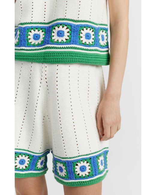 Chinti & Parker Blue Hand Crochet Shorts