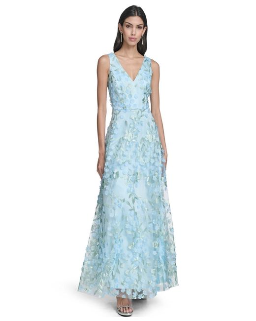 Eliza J Petite 3d Floral Applique Gown in Blue | Lyst