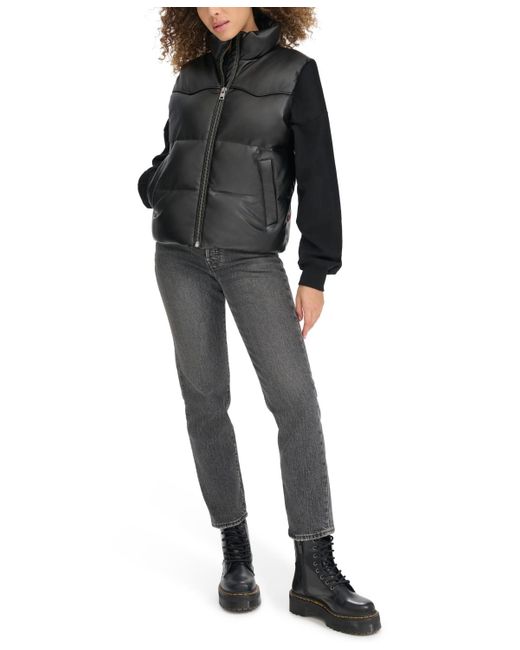 Levi's Black Faux Leather Western Puffer Vest