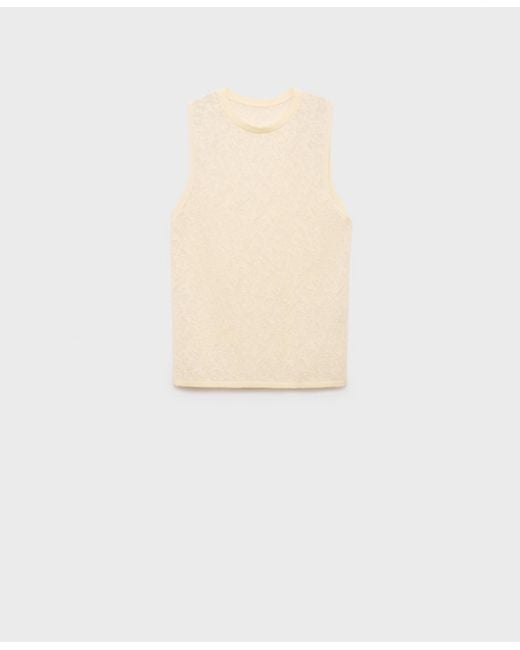 Mango White Openwork Knit Top