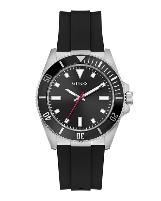 Guess Black Silver Tone Analog Watch for men