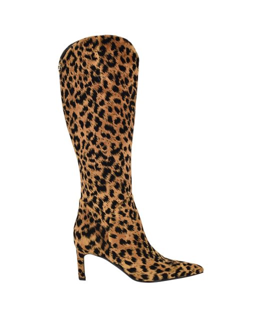 Guess Brown Palisa Wide Calf Tall Kitten Heel Dress Boots