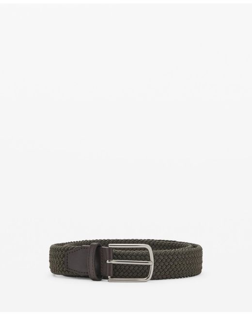 Mango White Braided Elastic Belt for men