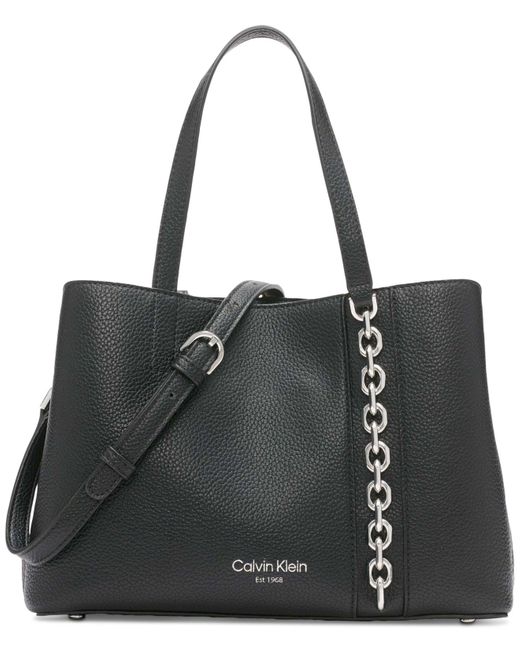 Calvin Klein Synthetic Adeline Satchel in Black/Silver (Black) Lyst