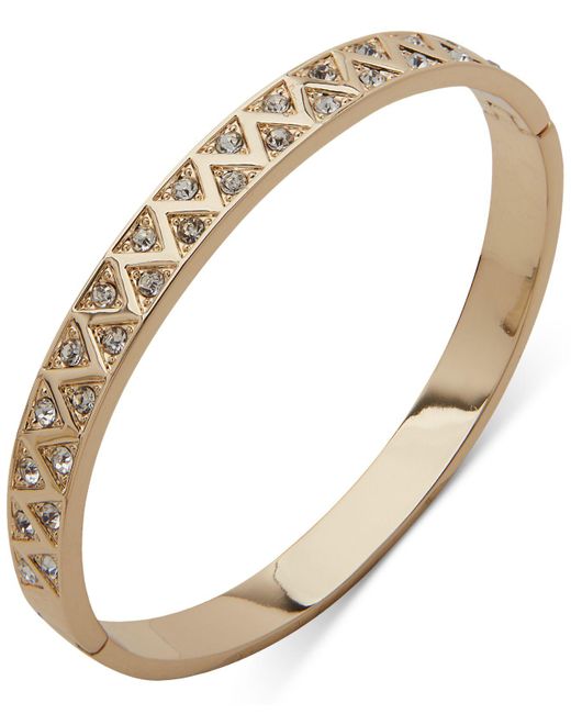 Karl Lagerfeld Goldtone Pavé Triangle Bangle Bracelet in Metallic Lyst