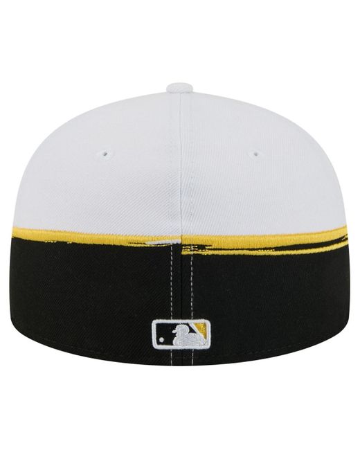 KTZ Black/white Pittsburgh Pirates Paint Stroke 59fiftyâ Fitted Hat for men