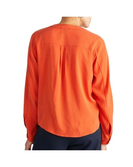 UNIVERSAL STANDARD Orange Plus Size Stretch Cupro Button-down Blouse