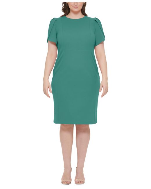 Calvin Klein Green Plus Size Tulip-sleeve Sheath Dress