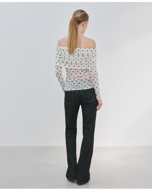 Mango Gray Polka-dot Strapless Shirt
