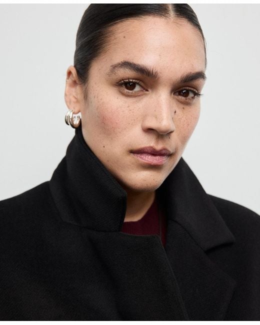 Mango Black Double-breasted Wool Blend Coat