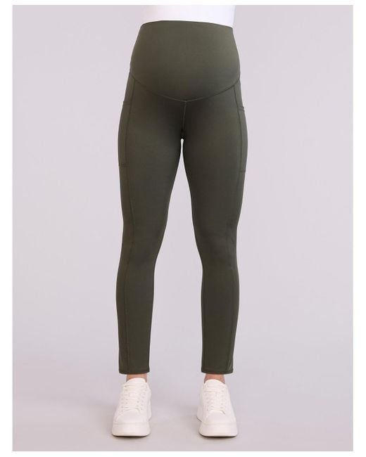 Motherhood Maternity Gray Over The Belly Side Pocket Active Maternity leggings