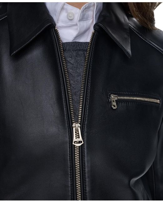Cole Haan Black Smooth Lamb Bomber Jacket