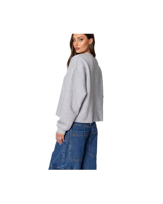 Edikted Blue Gingham Star Sweatshirt