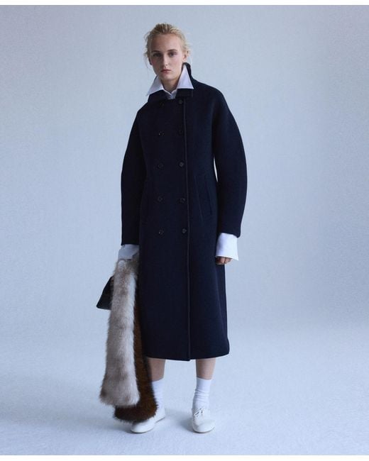 Mango Blue Selection Double-breasted Wool-blend Coat