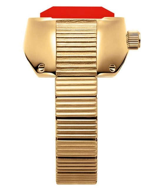Breda Orange 'nocturne' Gold Expandable Ring Watch