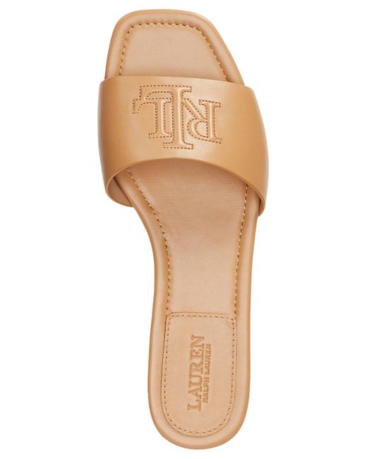 Ralph Lauren Brown Everly Slide Flat Sandals