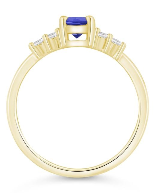 Macy's Blue Gemstone And Diamond Ring (1/6 Ct. T.w.