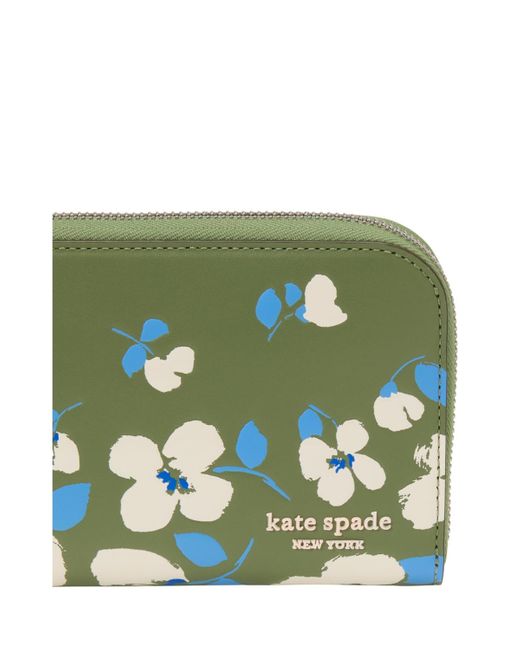 Kate Spade Green Devin Painterly Bouquet Zip Around Continental Wallet