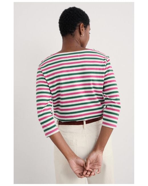 Seasalt Cornwall White Sailor Quarter Sleeve Top