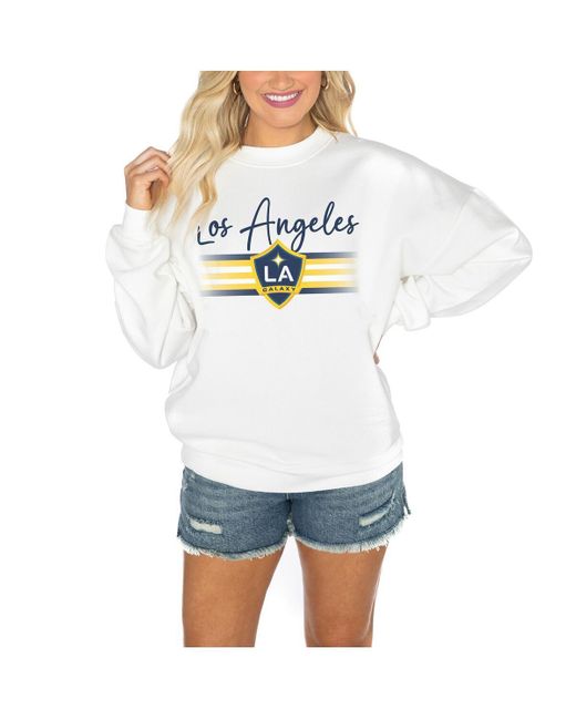 Gameday Couture White La Galaxy Matchday Crewneck Drop Shoulder Sweatshirt