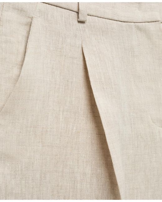 Mango Natural Straight Linen-blend Pants