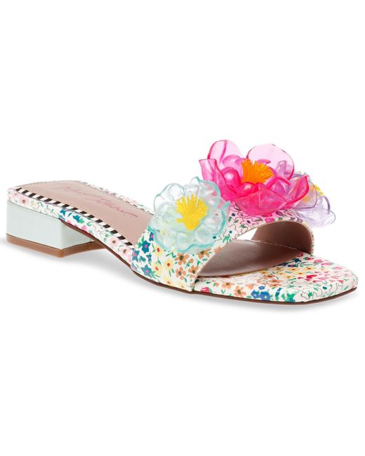 Betsey Johnson Pink Brice Embellished Block-heel Slide Sandals