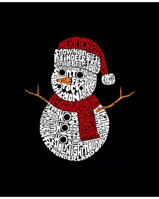 LA Pop Art Black Christmas Snowman Word Art Crewneck Sweatshirt for men
