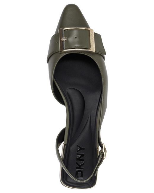 DKNY Metallic Clemma Buckle Slingback Flats